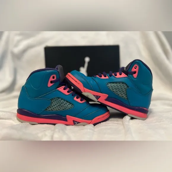 Vintage Kids Nike™ Air Jordan 5 V Retro (TD) Tropical Teal White Digital Pink