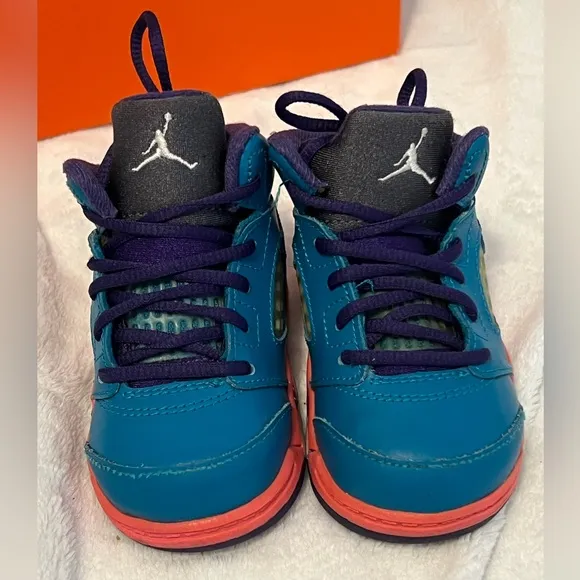 Vintage Kids Nike™ Air Jordan 5 V Retro (TD) Tropical Teal White Digital Pink