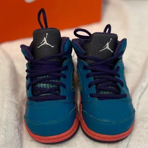 Vintage Kids Nike™ Air Jordan 5 V Retro (TD) Tropical Teal White Digital Pink