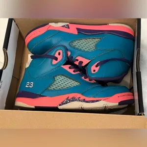 Vintage Kids Nike™ Air Jordan 5 V Retro (TD) Tropical Teal White Digital Pink