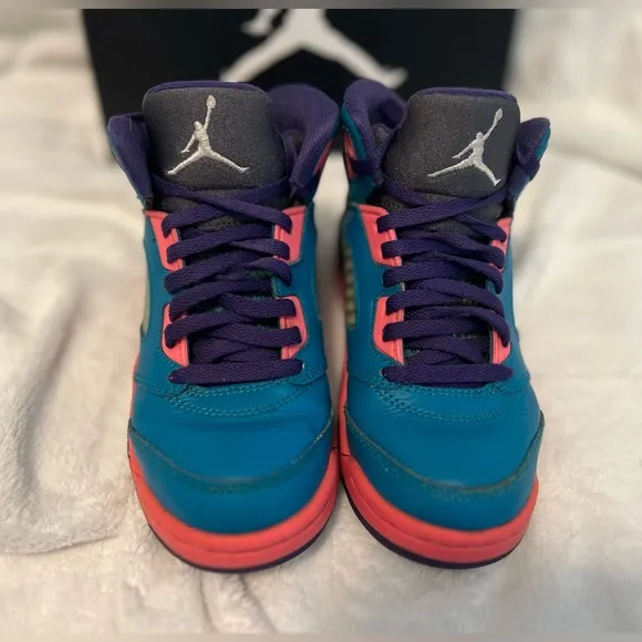 Vintage Kids Nike™ Air Jordan 5 V Retro (TD) Tropical Teal White Digital Pink