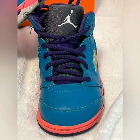 Vintage Kids Nike™ Air Jordan 5 V Retro (TD) Tropical Teal White Digital Pink