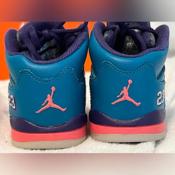 Vintage Kids Nike™ Air Jordan 5 V Retro (TD) Tropical Teal White Digital Pink