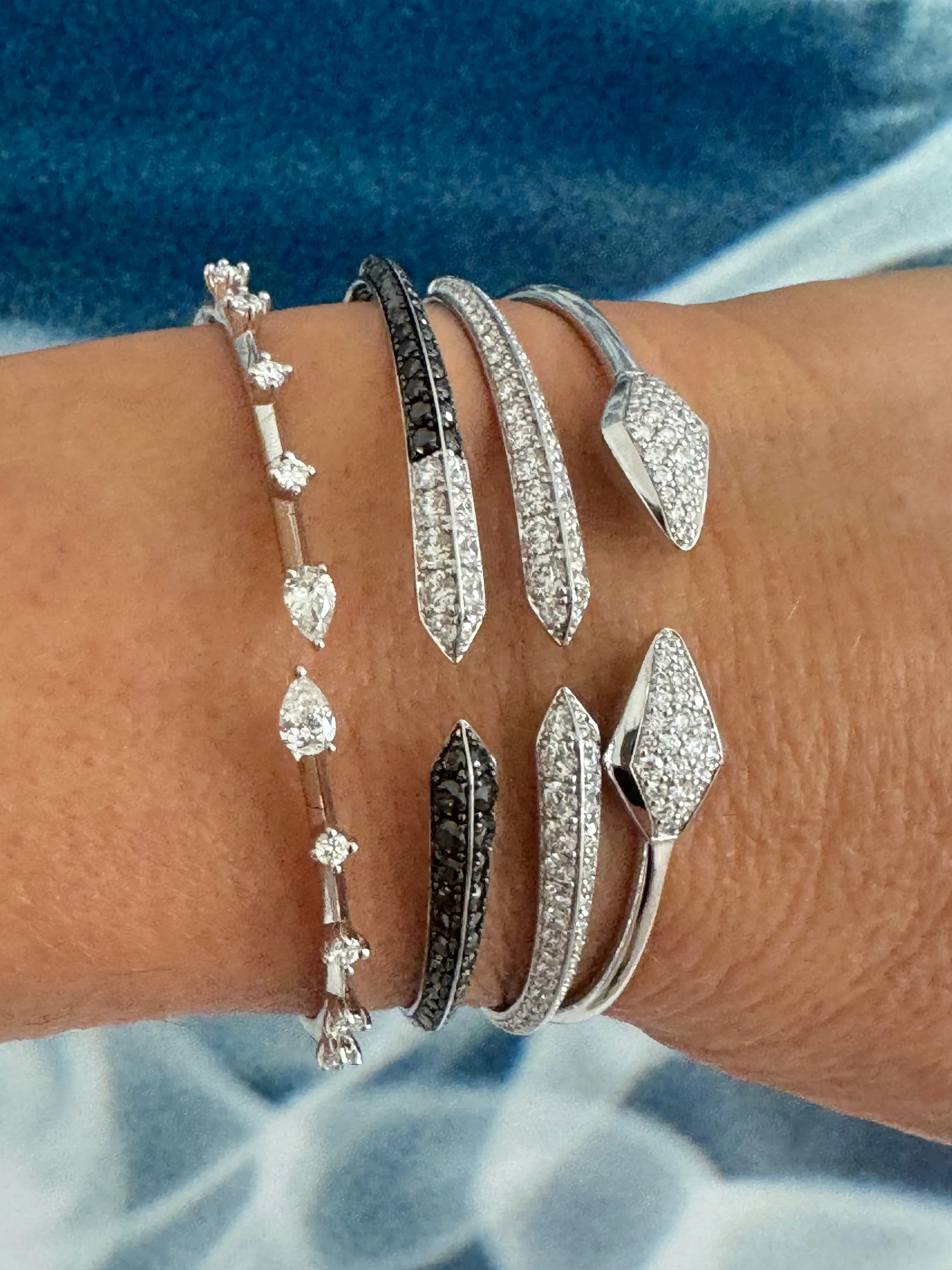 Viv Open Flexible Cuff in White Gold