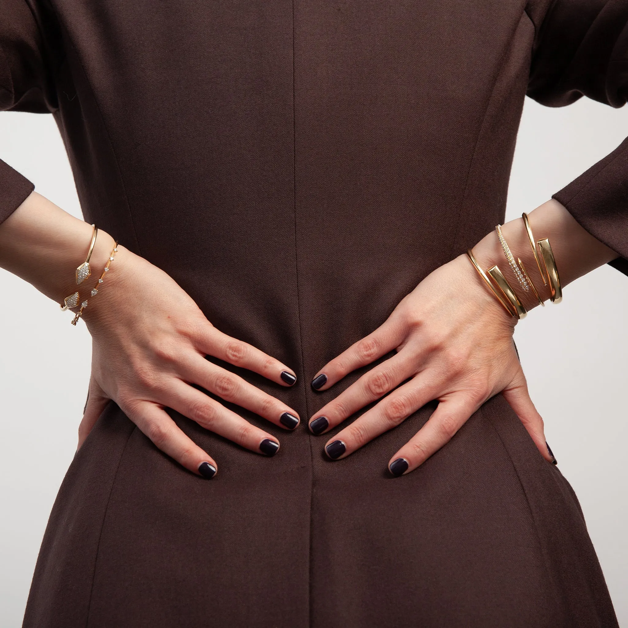 Viv Open Flexible Cuff in White Gold