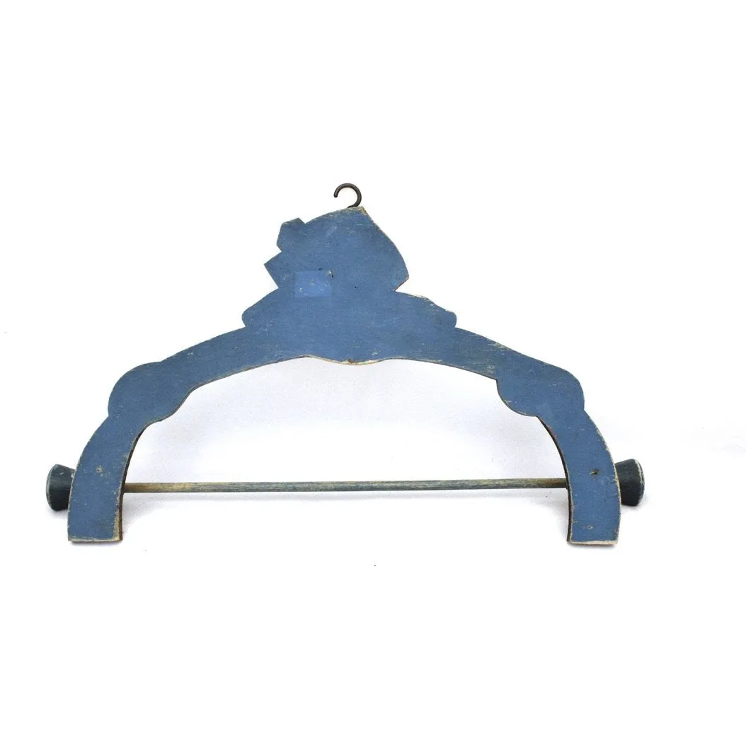VTG 1930s WOODEN TOWEL RACK SHABBY CHIC Bonnet Girl Boudoir COTTAGE Hand Painted