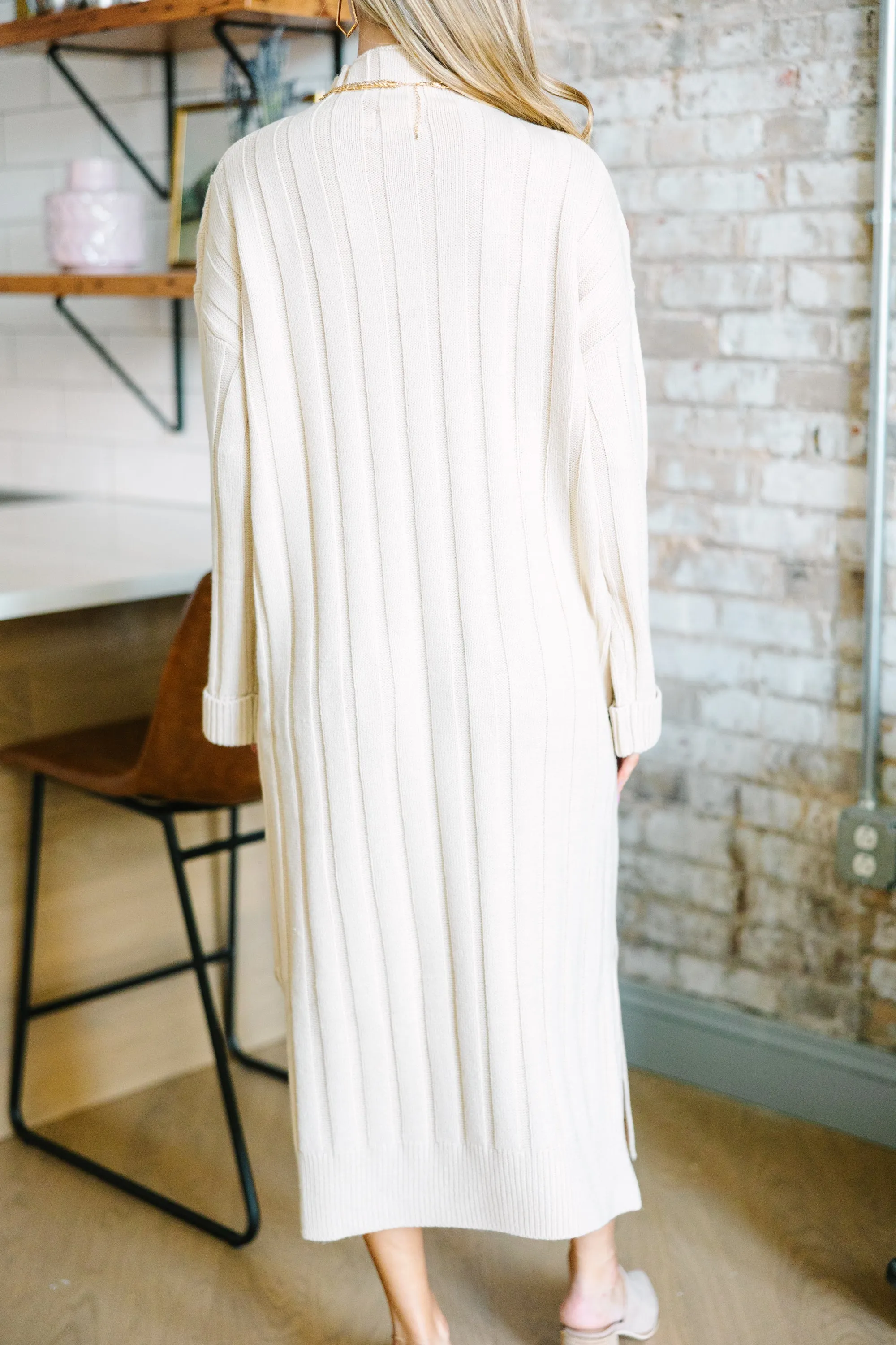 What You Need Oatmeal Brown Midi Sweater Dress