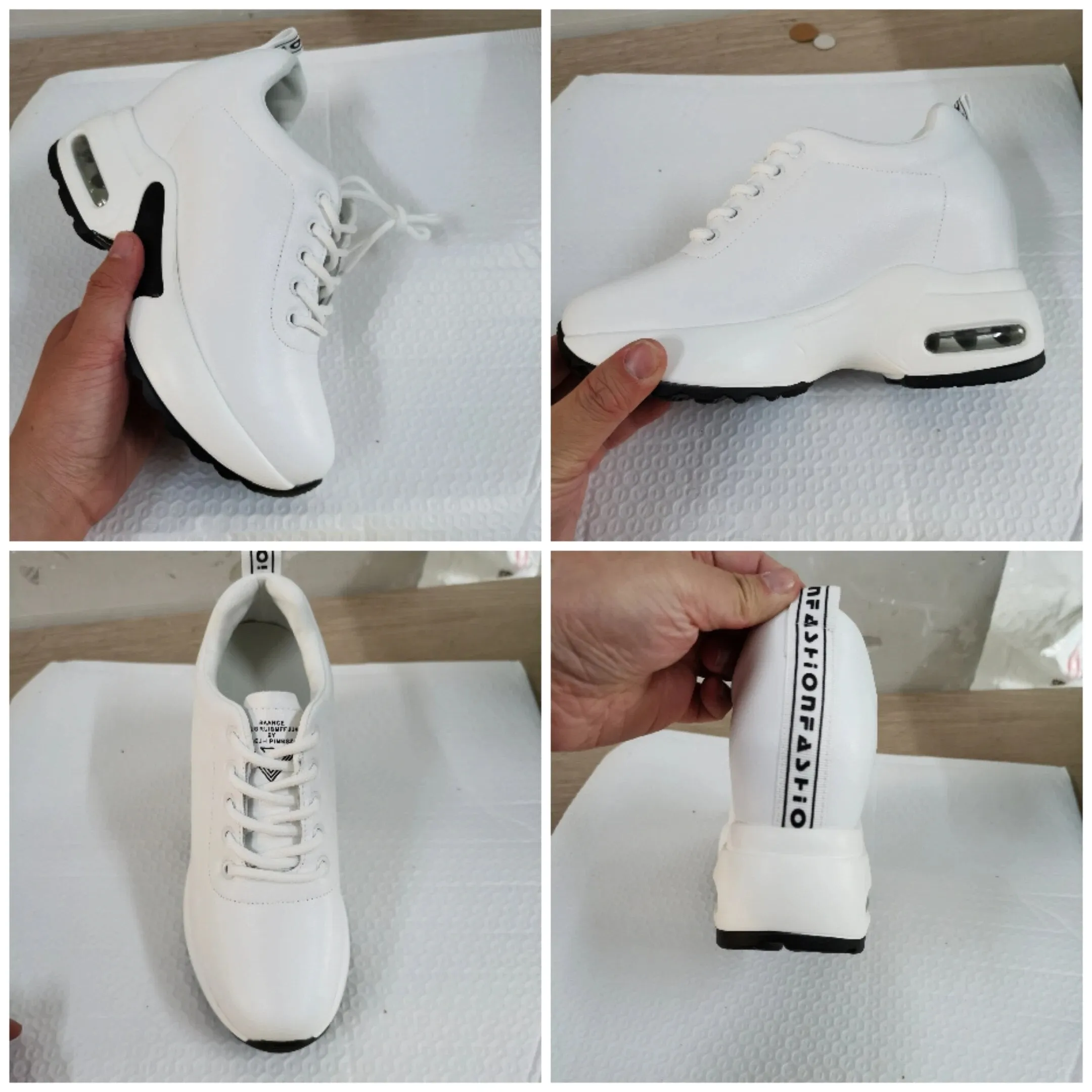 Women's Black White Sneakers Pumps Soft Leather Shoes