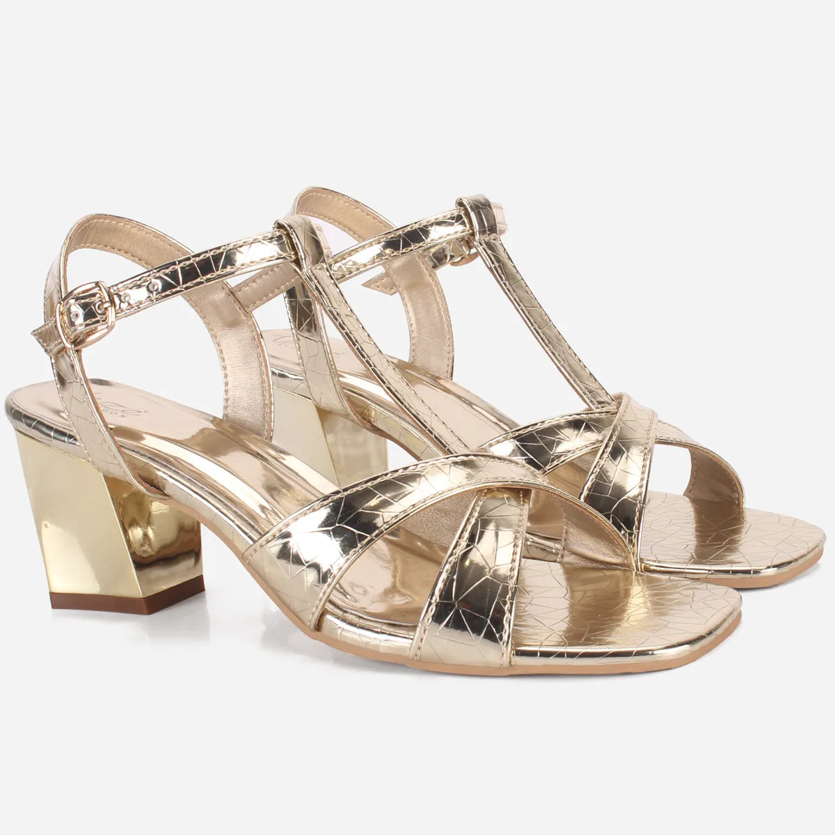 Women's "Qudsia" Shimmery Block Heeled Party Sandals