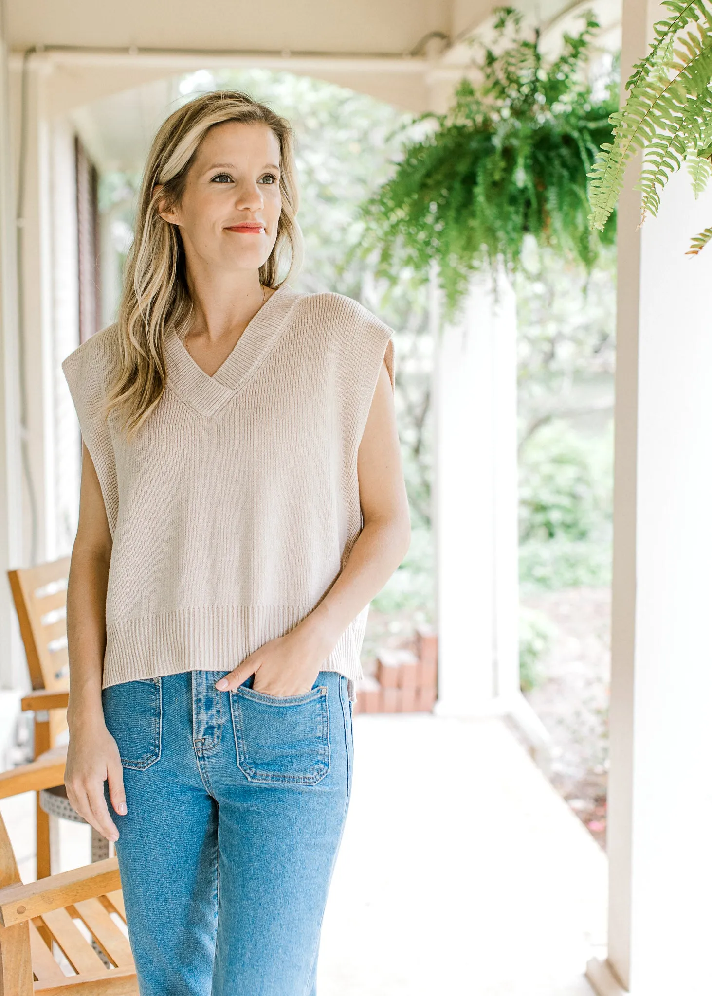 XZ Simple is Sweet Cream Short Sleeve Sweater
