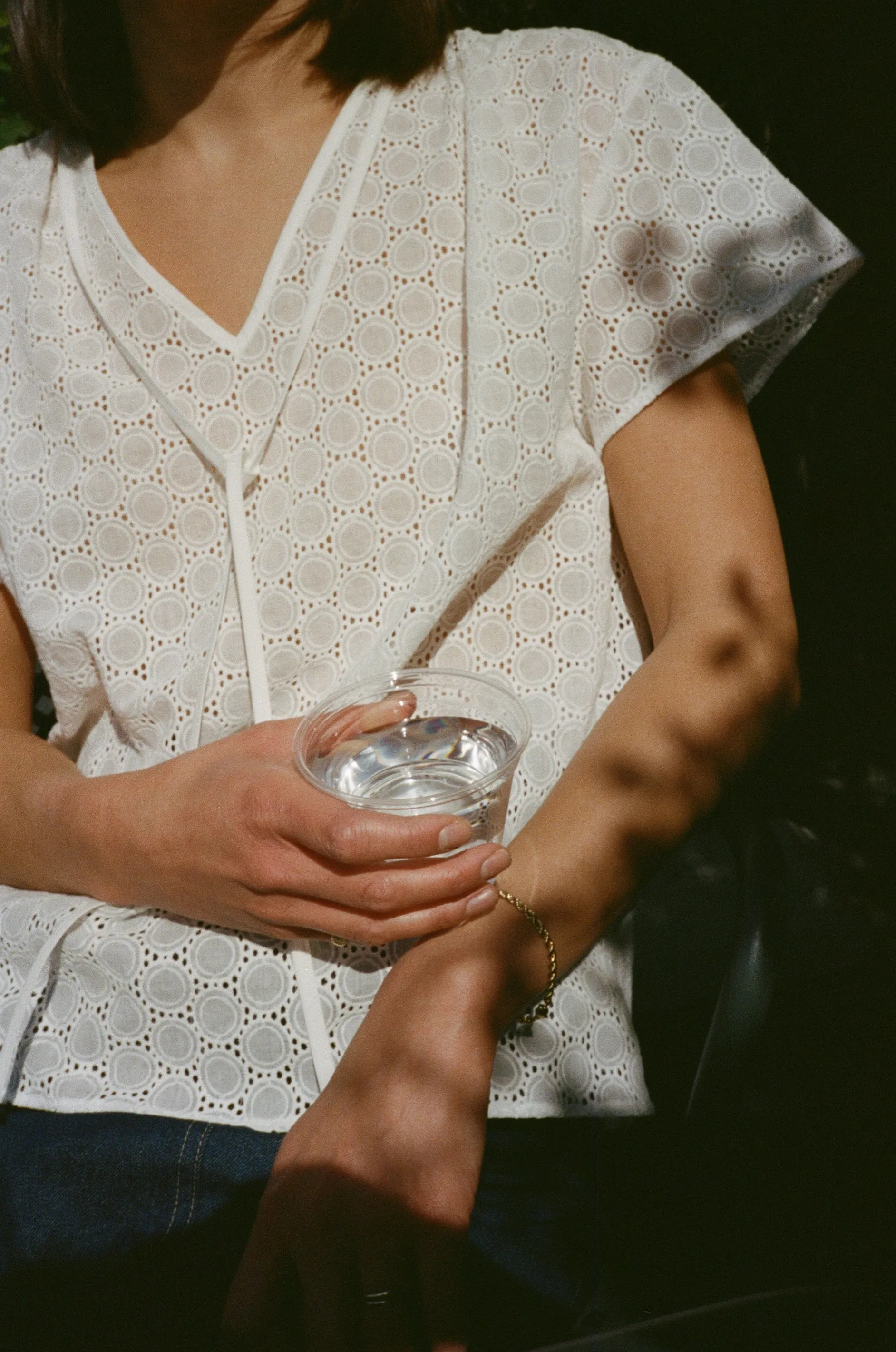 Yuri french eyelet top